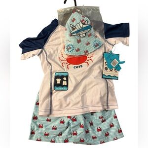 Beach Bros Boys 2 Piece Swim Set in Crab Theme| Size: 6
